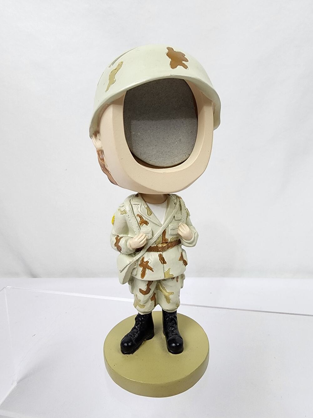 Bobble Head 6.5" Military Unisex Camo Boots Helmet Insert Picture For Face